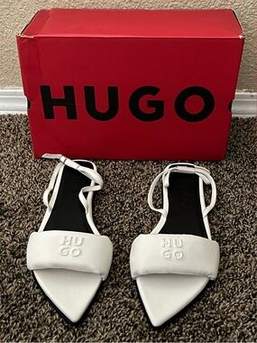 HUGO BOSS Women’s Ellye Sandal White Color Size 8